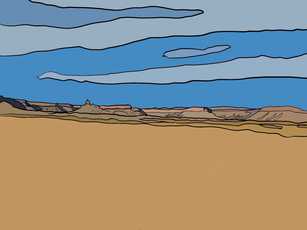 Illustration of a desert landscape by Hannah