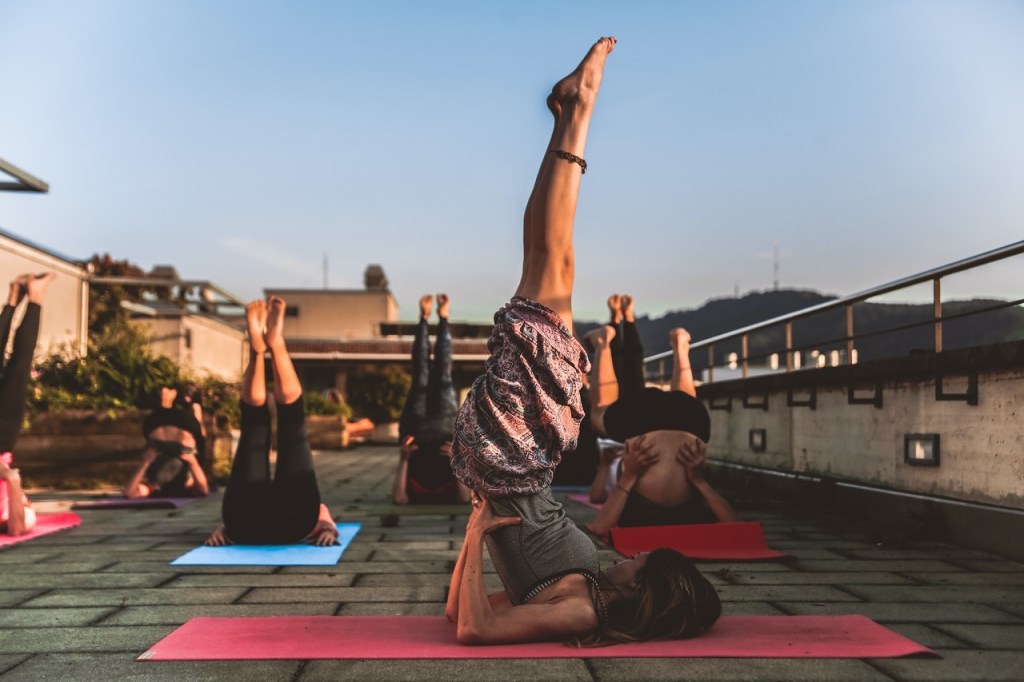 Rooftop yoga class